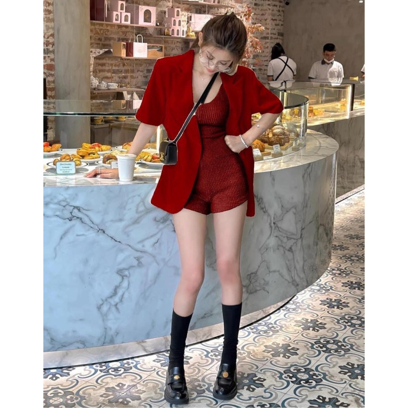 หมด❌เซทสูท Miralyn ชุดสุดท้าย เซลล์ งานป้าย คริสมาส สีแดง