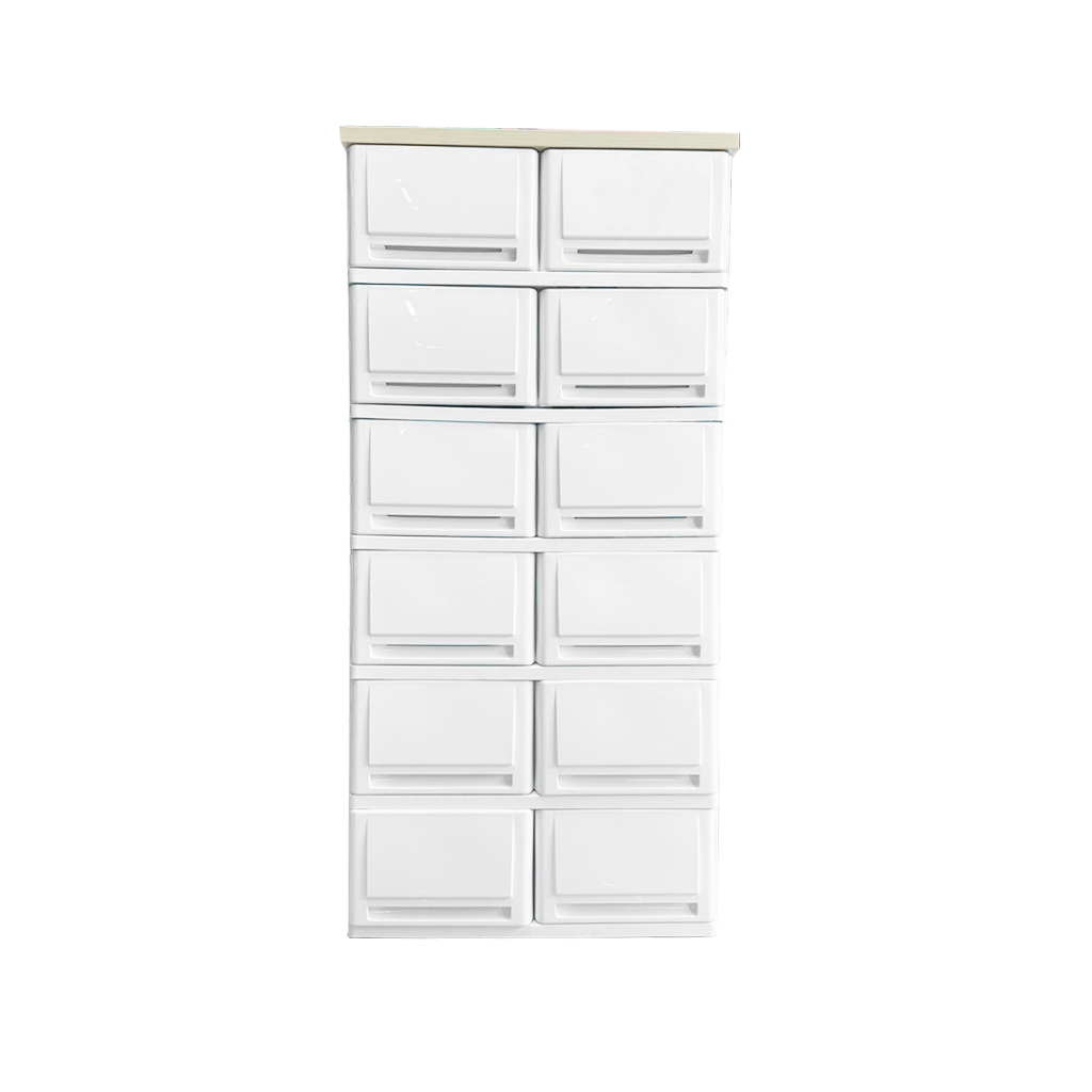 UP ตู้ลิ้นชักพลาสติก (ท๊อปไม้) SUMO WOODTOP DUO (6 ชั้น)