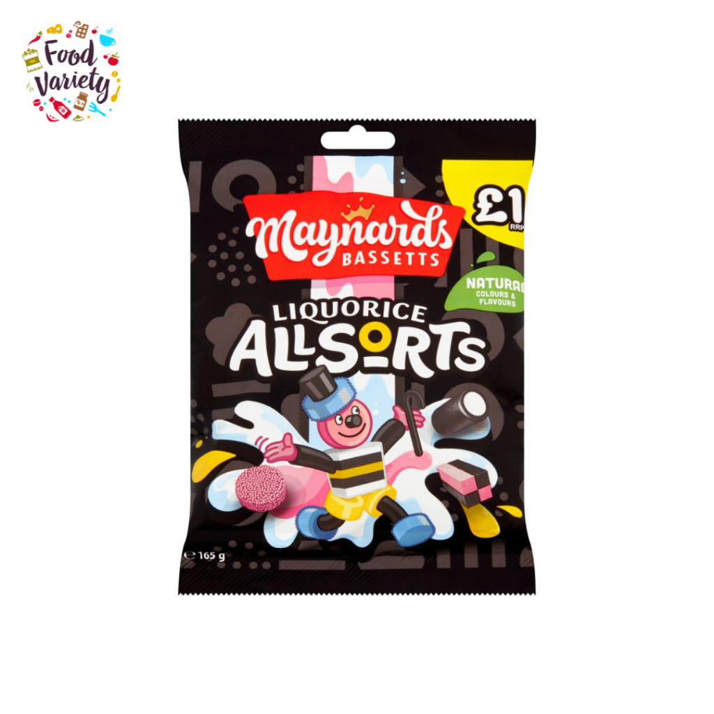 Maynards Bassetts Liquorice Allsorts 130g แบสเซ็ตส์ ลูกกวาดลิครอริสรวมรส 130 กรัม