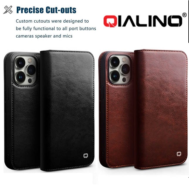 Qialino เคสหนังแท้ เคส สำหรับ ไอโฟน 15 Pro Max / 15 Pro / 15 / ไอโฟน 15 Plus ไอโฟน 14 14 Plus 14 Pro