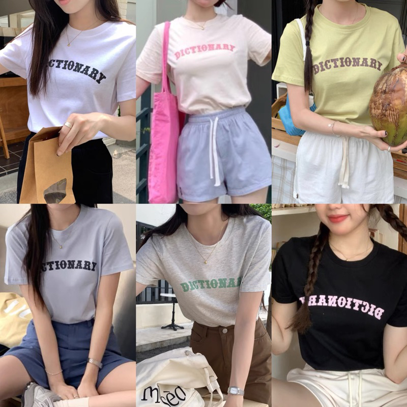 พร้อมส่ง Yujin shirts เสื้อยืดแขนสั้นสไตล์มินิมอลแบบเกาหลี พิมพ์ลายDictionary