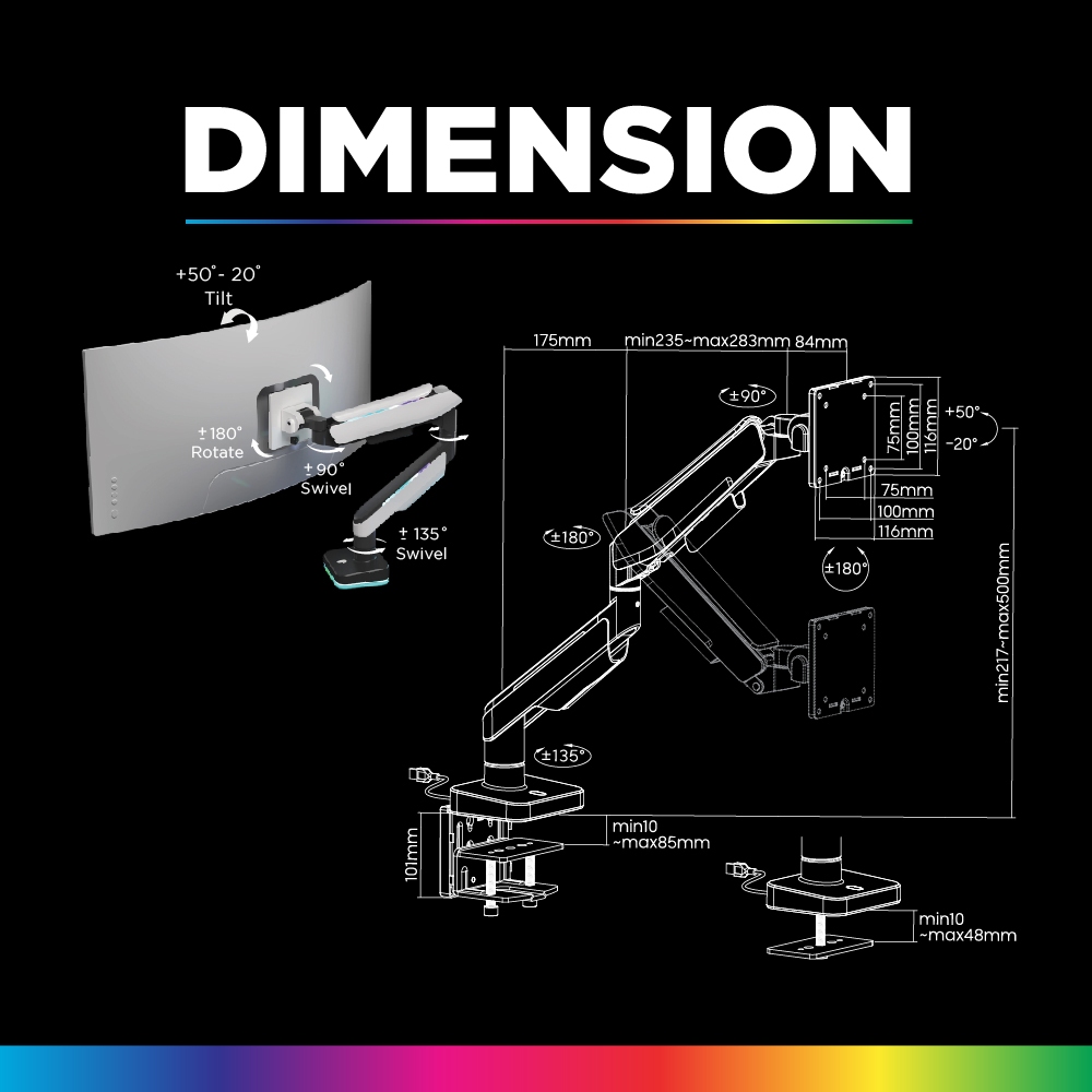 Ergotrend แขนจับจอ 1 แขน Monitor Arm รุ่น Robot 01 RGB