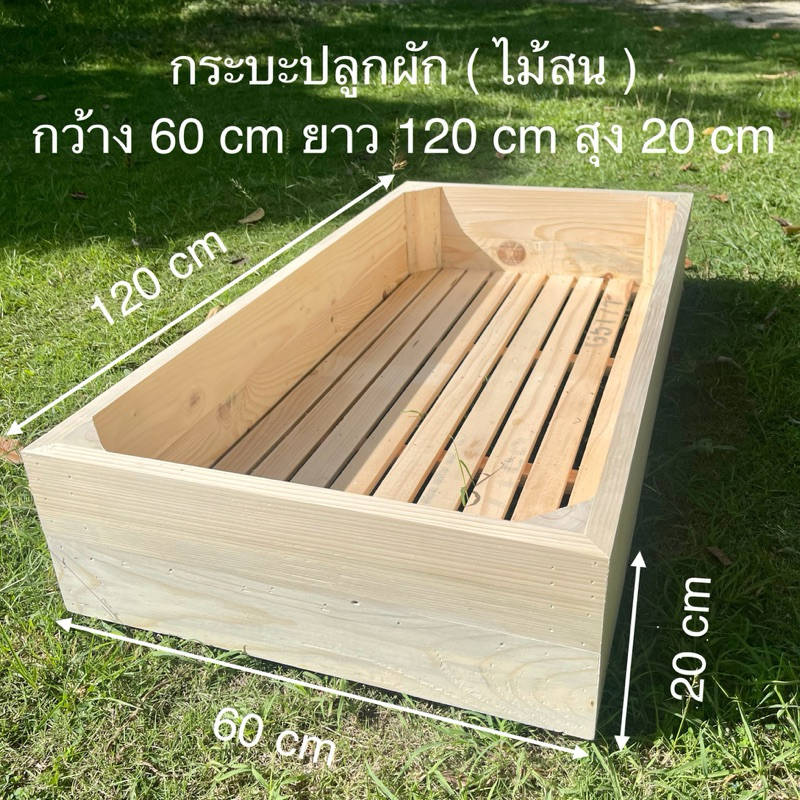 กระบะปลูกผัก กว้าง 60 cm ยาว 118 cm สุงรวมขา 20 cm
