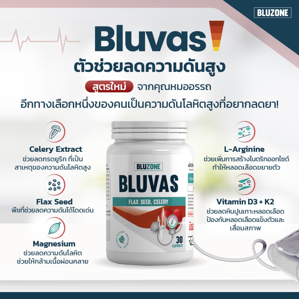 Bluzone Bluvas 30 capsules (ลดความดันโลหิตสูง)