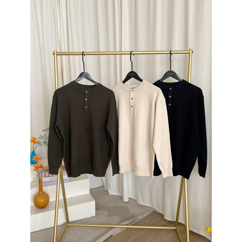 เสื้อไหมพรมถักแขนยาว มี 3 สี เสื้อกันหนาว Unisex เสื้อแขนยาว เสื้อกันหนาวผู้ชาย (รหัส : KN99)