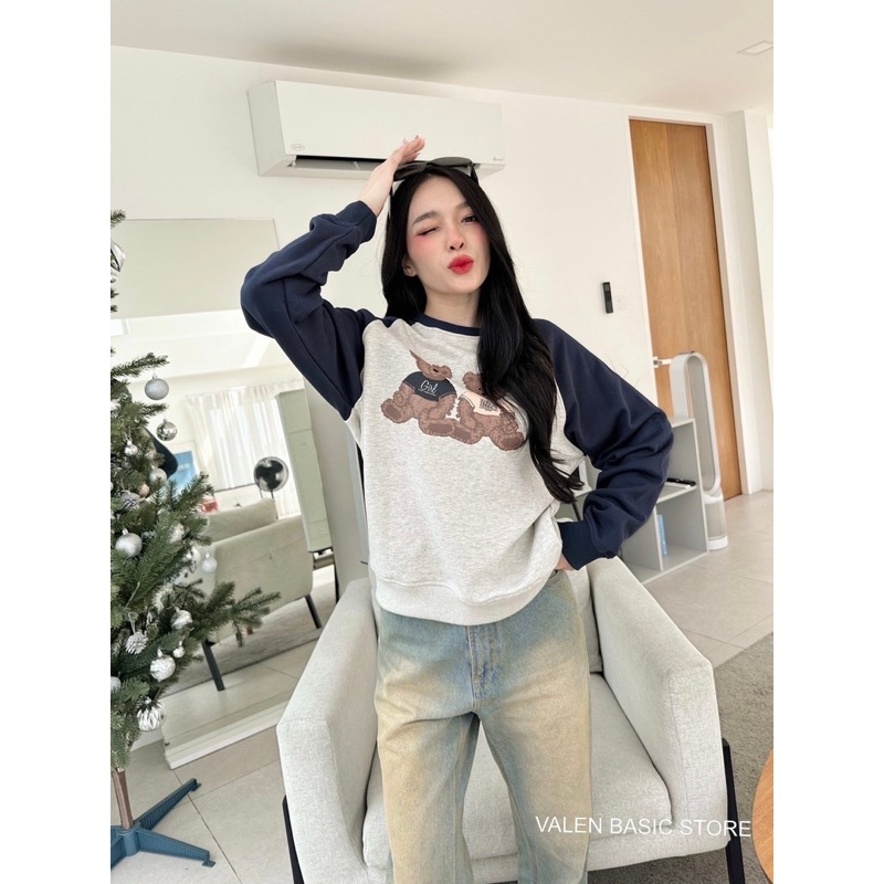 MARITHE bear x 2tone sweater🧸📉(390฿ฟรีส่ง) เสื้อแขนยาวสเวตเตอร์  สกรีนลายน้องหมี น่ารักมากกก