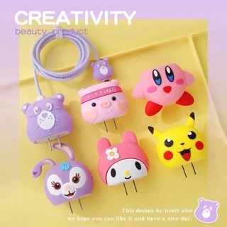 เคสหัวชาร์จ +สาย ลายการ์ตูนน่ารัก เคสหัวชาร์จ กันสายหัก Power Adapter 18W/20W Cable Protecto