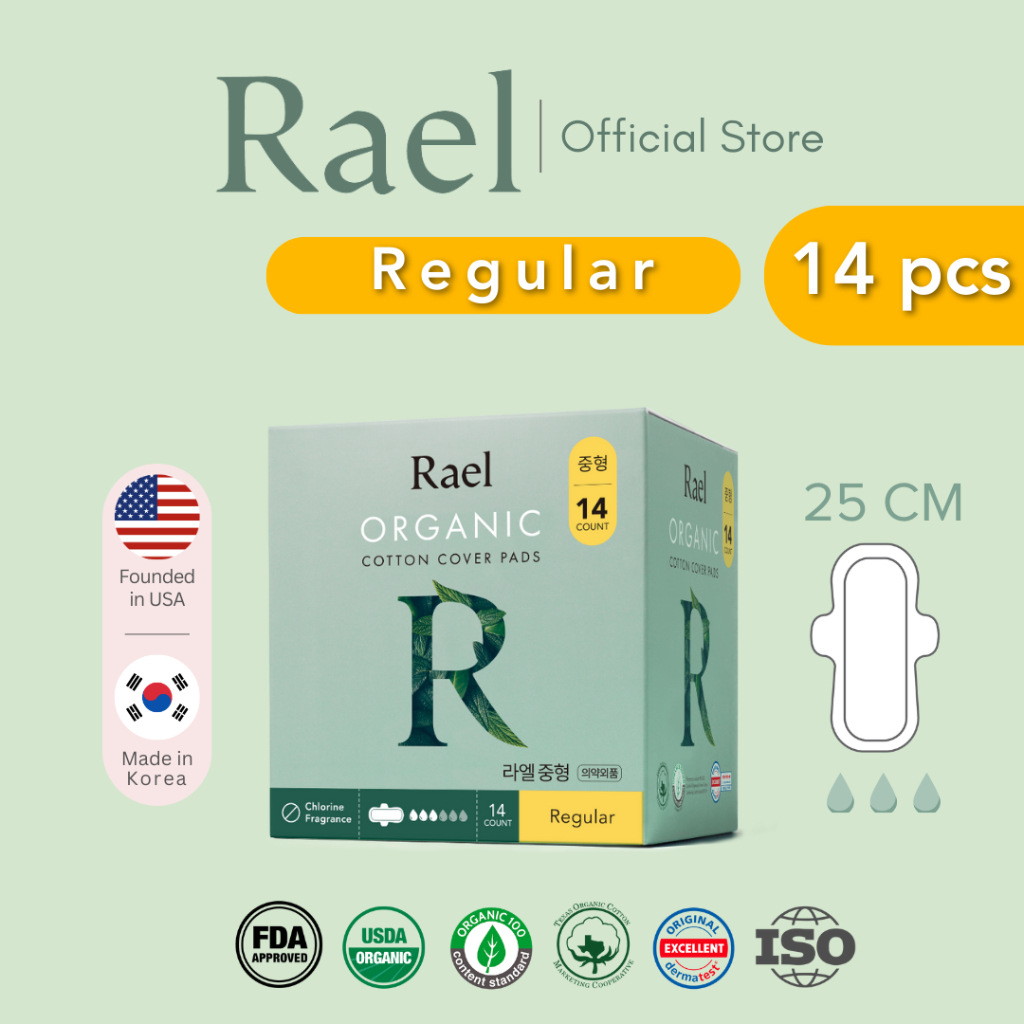 Rael ผ้าอนามัย ราเอล ออร์แกนิคคอตตอน 25 cm. Rael Organic Cotton Sanitary Pad Regular