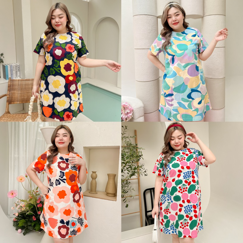 Cotton Basic dress เดรสสาวอวบ อกได้ถึง 50"