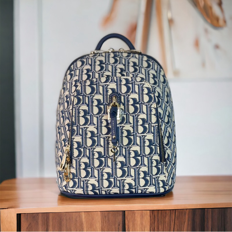 Henneybear - H118 ลายHB - กระเป๋าเป้ทูเวย์ รุ่น 2 ซิป ขนาดทรงสวยเก๋ มาใหม่