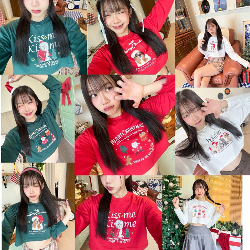 เสื้อปีใหม่ เสื้อคริสต์มาส ครอปแขนยาว | Crop sweater