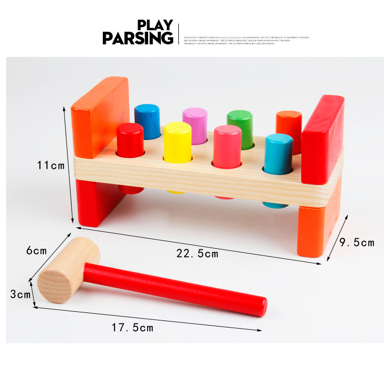 ของเล่นไม้เสริมพัฒนาการ ของเล่นค้อนทุบแท่งไม้ 8 สี ของเล่นฝึกแขนเพื่อการเรียนรู้สำหรับเด็กอายุ 2-3-6 ปี ของเล่นไม้เสริมพ - รูปที่ 3