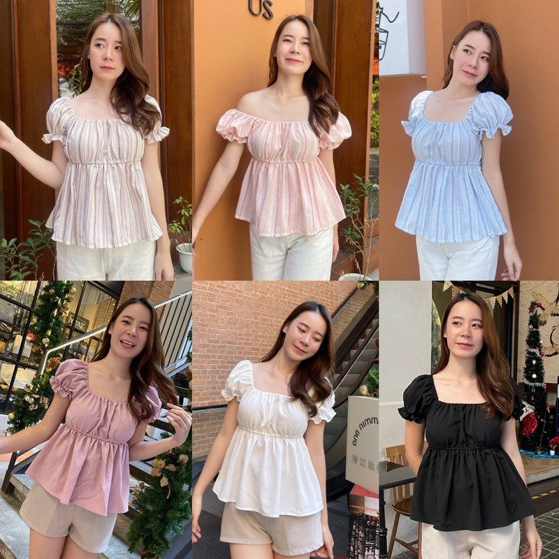 KORRA ·͜·♡เสื้อลายสก๊อตแขนตุ๊กตา✨เนื้อผ้าลินิน🧁น่ารักมากกก