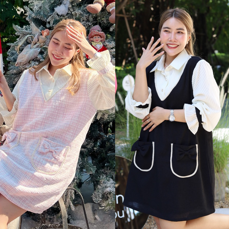พร้อมส่ง อก40-46 #OG080 Festive Dress Plussize