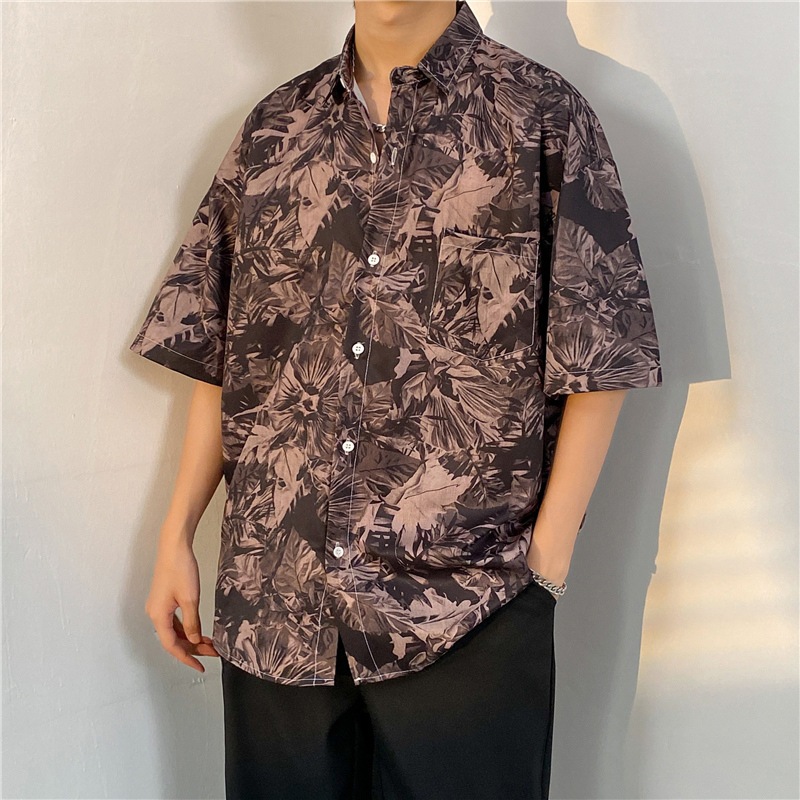 ใหม่ CTA1101 💎ส่งจากไทย💎 M-2XL เสื้อเชิ้ตผู้ชายแฟชั่นดอกไม้ ลายวินเทจฮาวายแขนสั้น ใส่เที่ยวทะเลเท่ๆ
