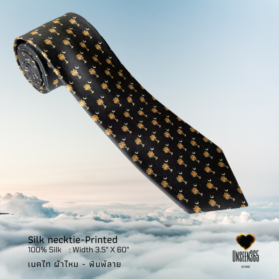เนคไทผ้าไหม พิมพ์ลาย Silk necktie 100% silk printed  PRT-08 SN1 -จิม ทอมป์สัน -Jim Thompson