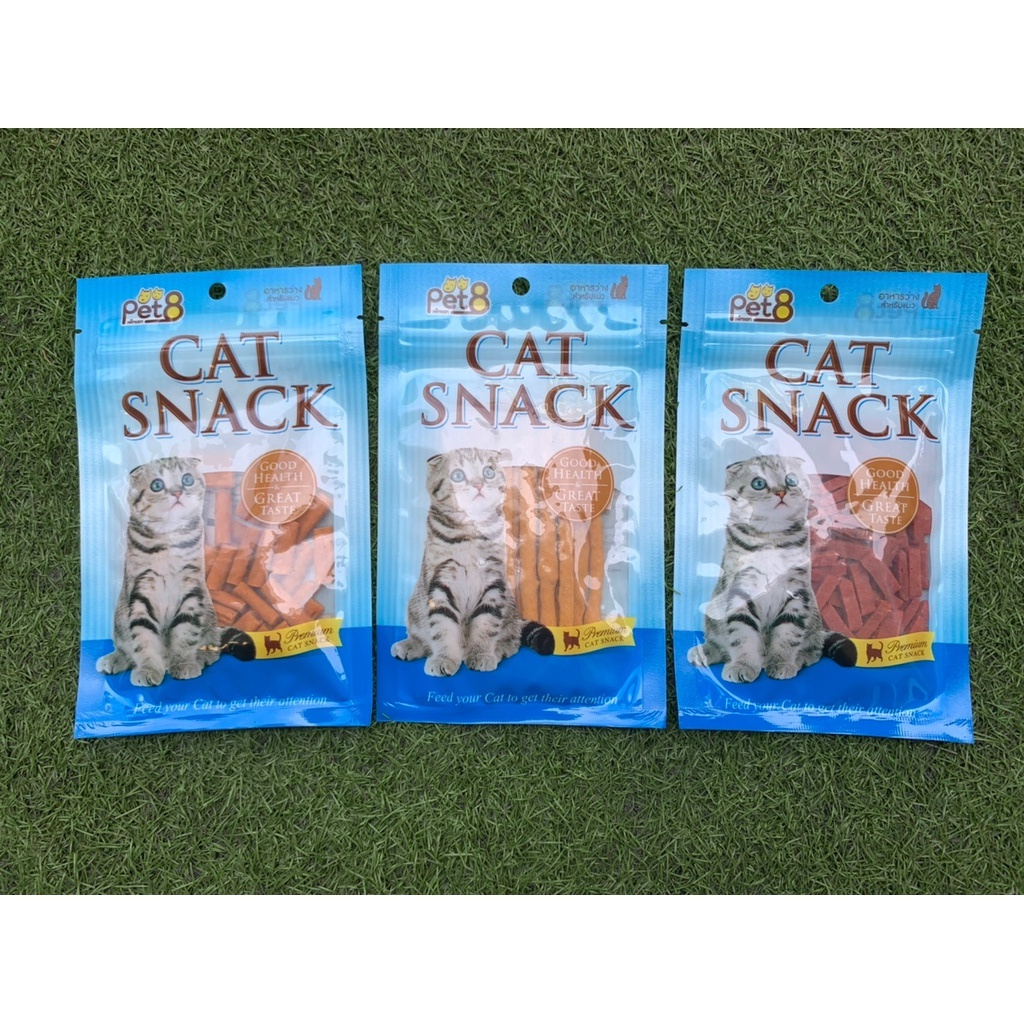 Pet8 Cat Snack ขนมแมว สติ๊กแท่งนิ่ม รสทูน่า บำรุงขน สำหรับแมวทุกสายพันธุ์ (50 กรัม/ซอง)