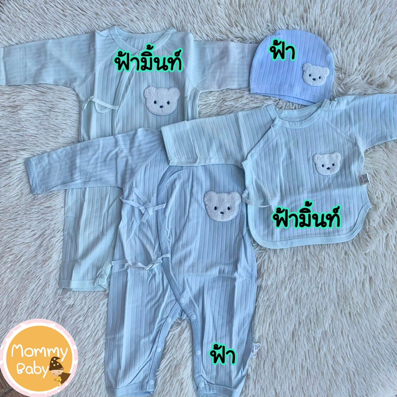 AM🤎เสื้อเด็กเเรกเกิดถึงสามเดือน เสื้อเด็กอ่อนเเบบผูก หมวก ลายน้องหมี - รูปที่ 3