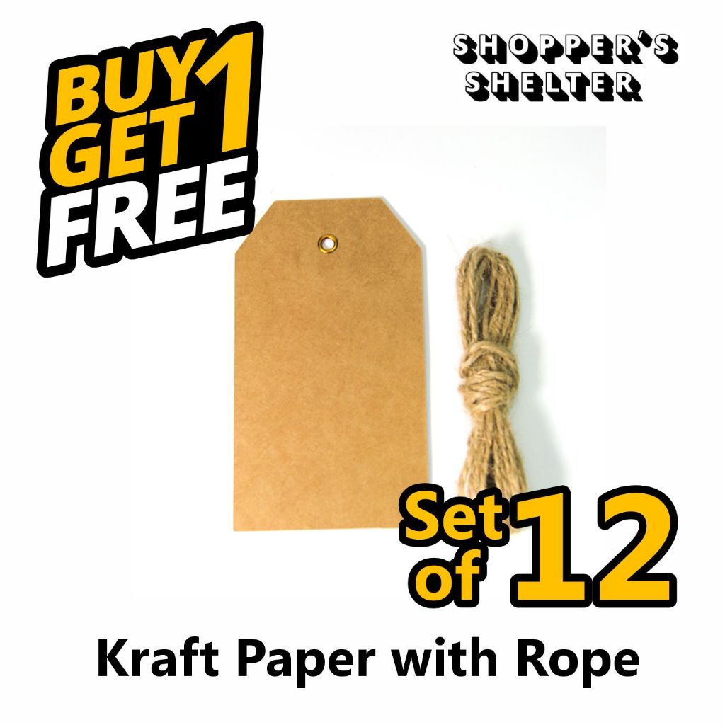 Buy 1 Get 1 Free!! (ซื้อ 1 แถม 1) แท็กกระดาษคร๊าฟ (พร้อมเชือกแขวน)