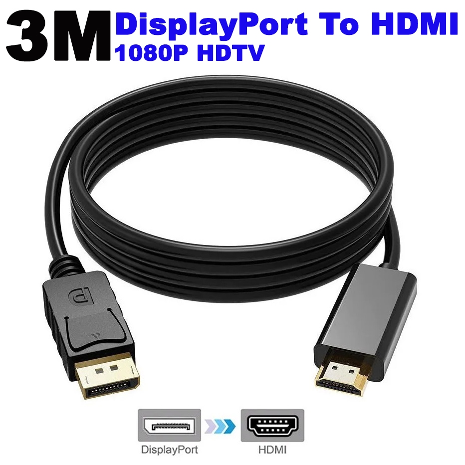 3M DP DisplayPort To HDMI Cable DisplayPort Male To Male HDMI Compatible Video Audio For Computer Laptop TV Projector