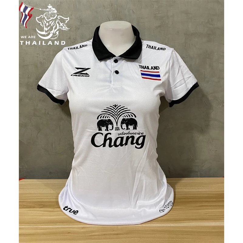 เสื้อกีฬาผู้หญิง ทีมชาติไทยคอปก ผ้านิ่มใส่สบาย ขนาดฟรีไซส์ อก 32-38