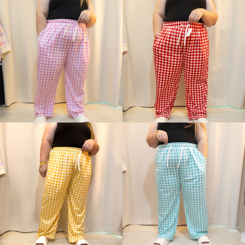 กางเกงไซส์ใหญ่ พิมพ์ลาย ขากระบอก Free size  มีหลายสีให้เลือก