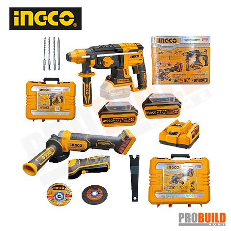 INGCO เครื่องมือไร้สาย ชุดพิเศษ!!! คอมโบ้โรตารี่+หินเจียร รุ่น COSLI23080315 ( ครบชุด ) ของแท้100%