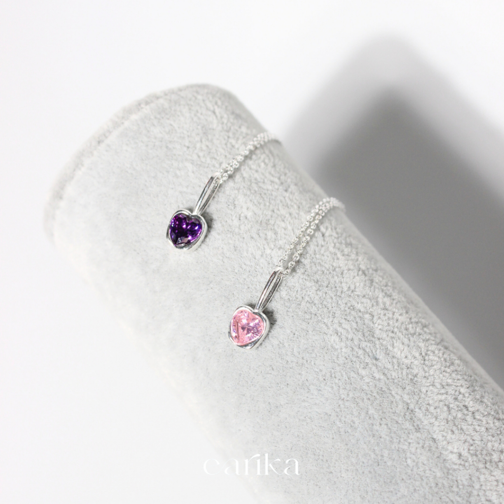 earika.earrings - chubby heart necklace สร้อยคอจี้รูปห่วงหัวใจ เงินแท้ เหมาะสำหรับคนแพ้ง่าย