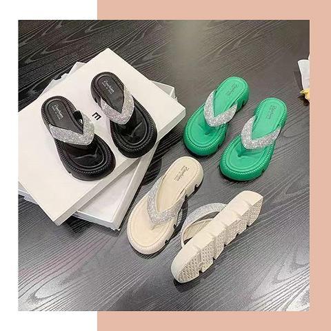 FBAShop ขายดีมาก รองเท้าแตะส้นสูง แบบหูหนีบ น่ารัก ใส่สบาย พื้นนิ่ม ไม่กัดเท้า มีกันลื่น ยางคุณภาพดีราคาไม่แพงน้าจิ้
