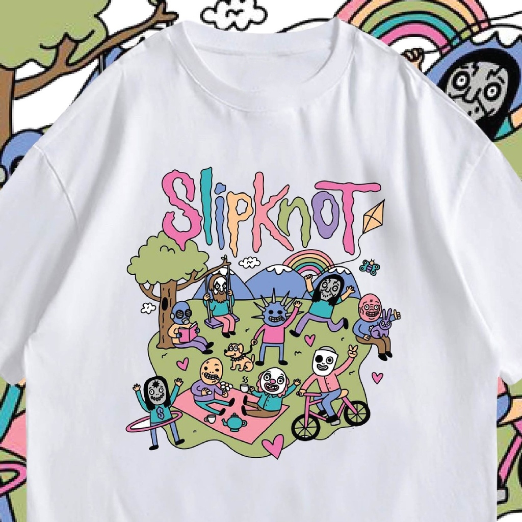 ( พร้อมส่งค่ะ )  เสื้อ oversize ทรงเกาหลี Slipnot น่ารักๆ ผ้า Cotton 100% นื้อหนา ผ้านุ่มใส่สบาย