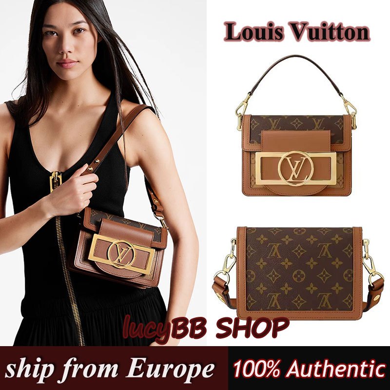 Louis Vuitton/LV Lock XL Dauphine หนังวัวกระเป๋าสะพายข้าง M46537 ของแท้100%