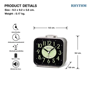 นาฬิกาตั้งโต๊ะ นาฬิกาปลุก RHYTHM นาฬิกาตั้งโต๊ะ ฐานกว้าง 9.3 ซม.-CRA629NR