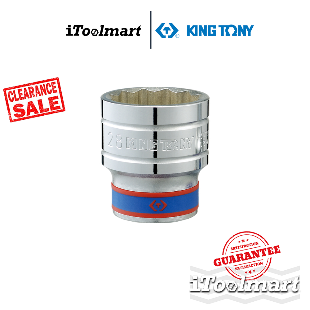 KINGTONY ลูกบล็อกสีขาวสั้น 12 P รู1/2 นิ้ว รุ่น 4330M มีขนาดให้เลือก 9 - 29 mm.