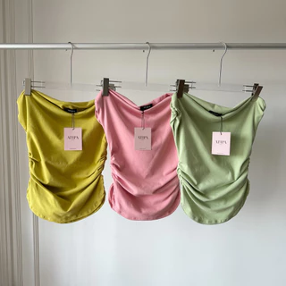 ATIPASHOP - TAMIE TOP เสื้อปาดไหล่ ทรงจีบจีบข้าง มีหลายสี