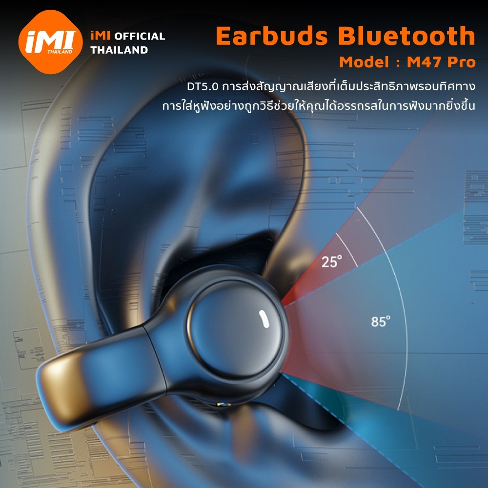 iMI หูฟังบลูทูธไร้สาย 5.3 แบบคลิปหนีบ พร้อมไมโครโฟน Wireless Bluetooth ควบคุมสัมผัส สําหรับเล่นเกม หูฟังไร้สาย