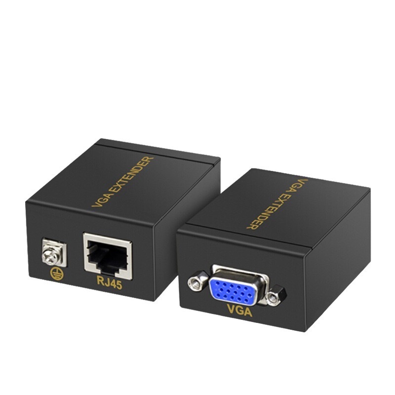 VGA Extender Male To Lan Cat5 Cat5e RJ45 Ethernet Female Adapter (Black)