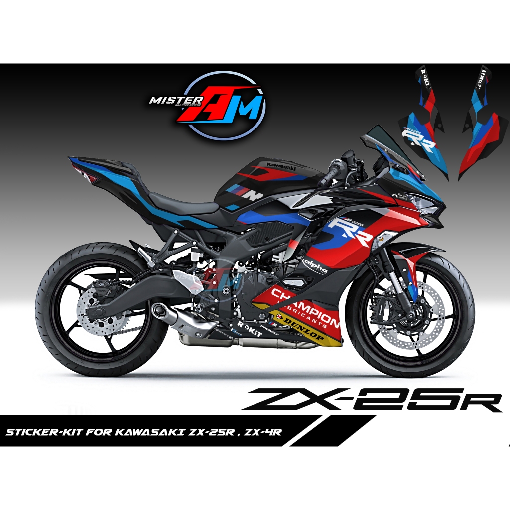 (Mr.AM) ชุดสติ๊กเกอร์ [เกรด Premium] Kawasaki Ninja ZX-4R, ZX-25R (M-25 RR RACING CONCEPT)