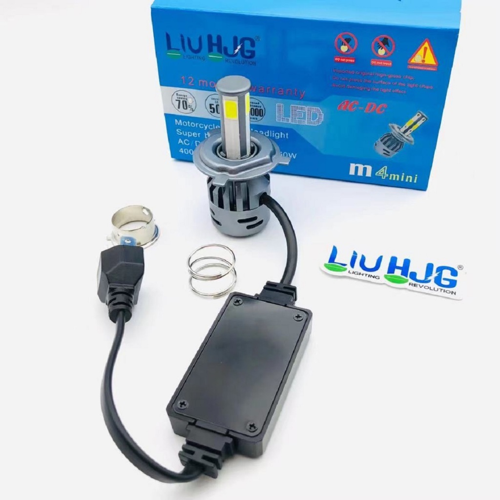 หลอดไฟหน้ามอเตอร์ไซค์ LED รถยนต์ รถ 6 ล้อ 10ล้อ ขั้วเสียบ 3 ขา มี 4LED กับ 6LED สว่างมากมีพัดลมในตัว