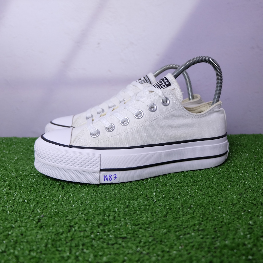 (36.5/23 cm) Converse All Star Lift Ox เสริมส้นสีขาว คอนเวิร์สมือ2 ของแท้💯 รองเท้าผ้าใบผู้หญิง