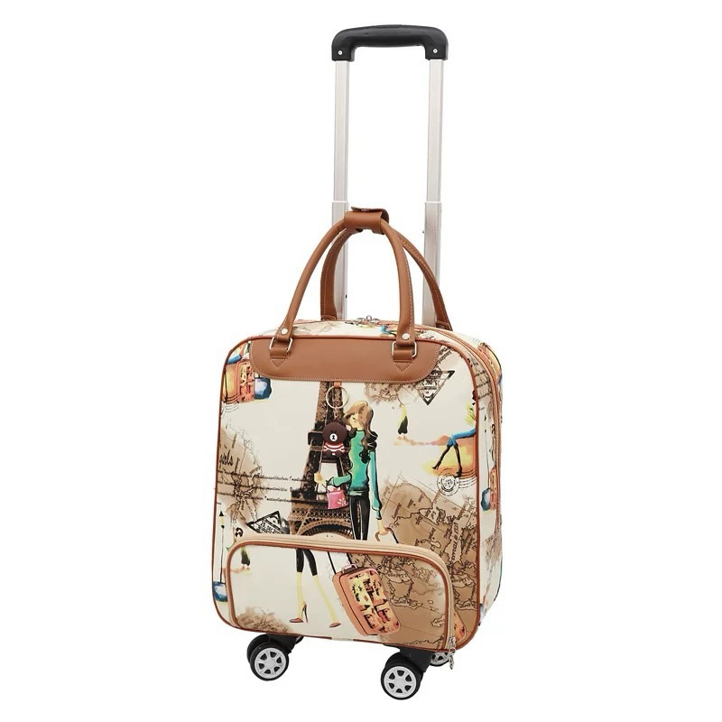 กระเป๋าเดินทางล้อลาก 20นิ้ว วัสดุหนัง PU รูปแบบการ์ตูนน่ารัก ความจุขนาดใหญ่ กระเป๋าเดินทาง luggage