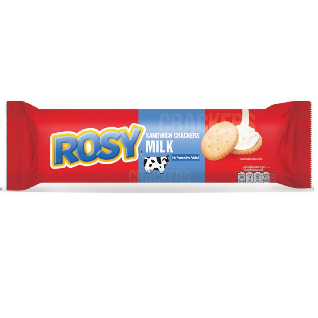 โรซี่ แครกเกอร์ ไส้ครีมรสนม 100 กรัม - Milk Cream Cracker 100g Rosy brand