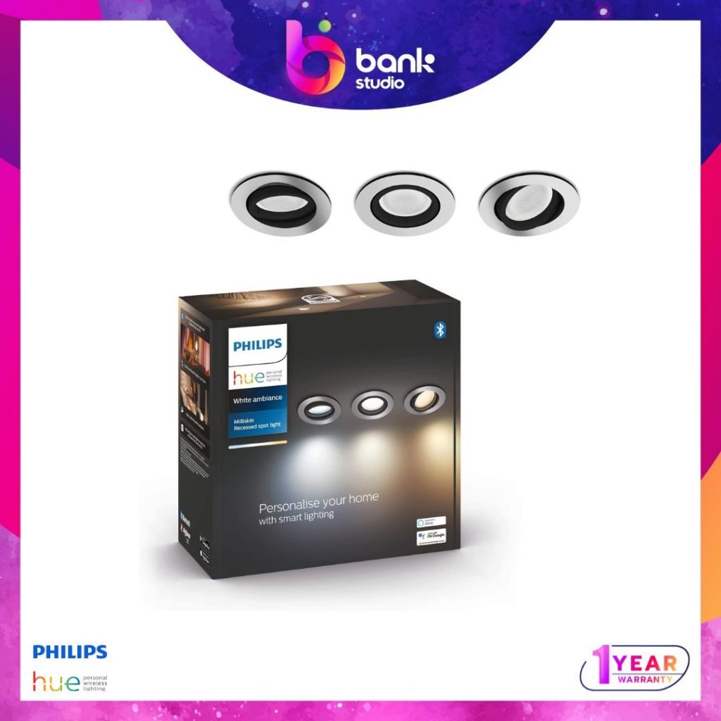 (ประกัน 1ปี) โคมไฟGu10 Philips Hue Gu10 White Ambiance Milliskin - Sliver