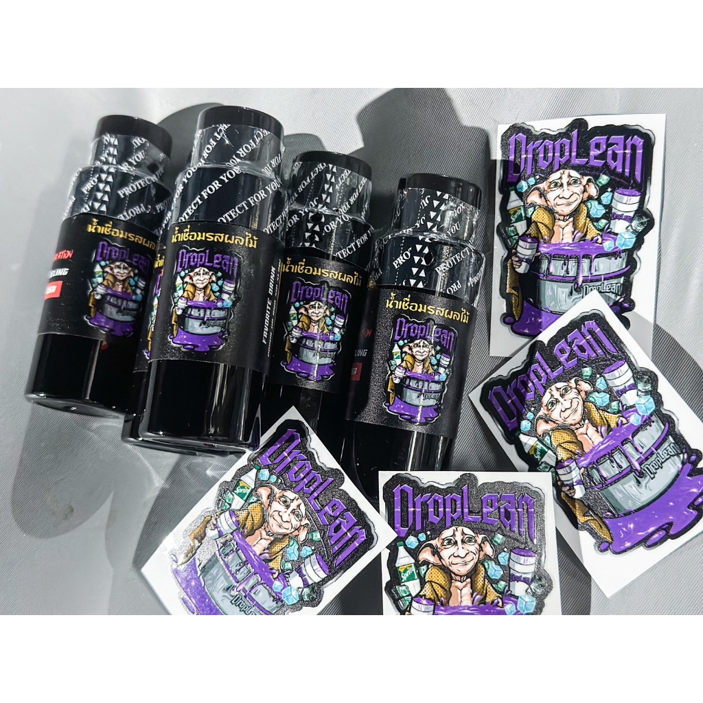 5ขวด Drop 1ean น้ำเชื่อมผลไม้รสองุ่น พร้อมสติ๊กเกอร์