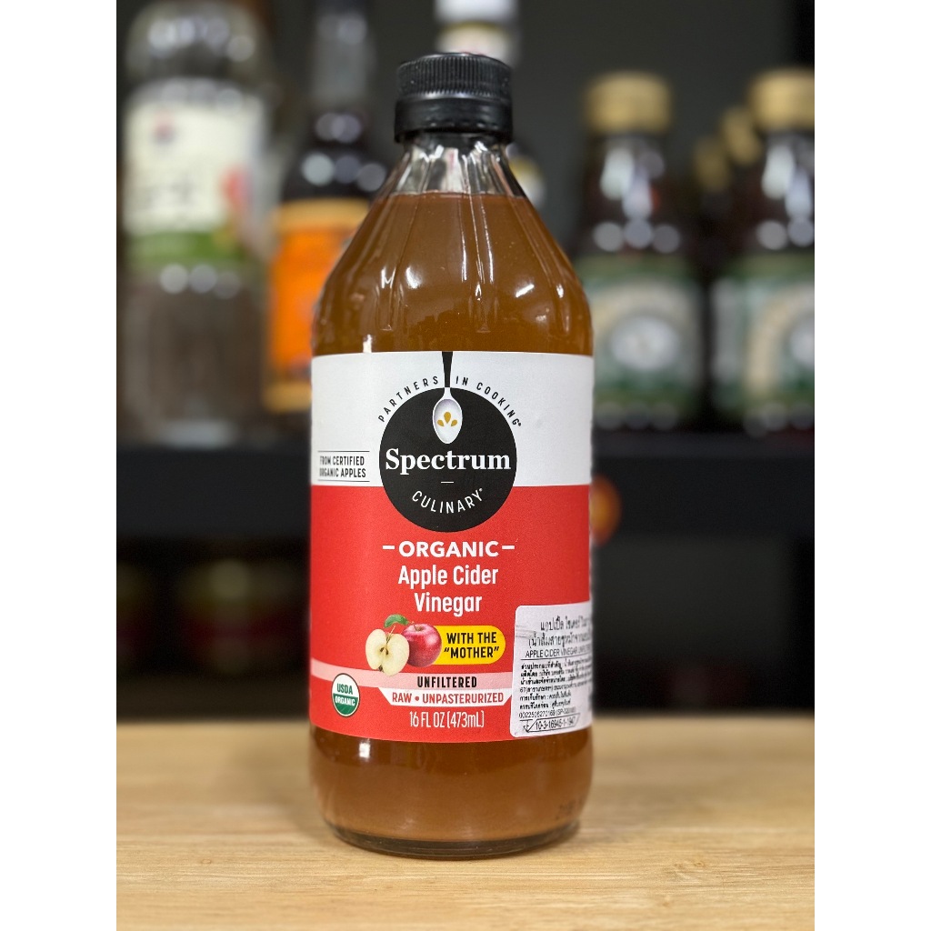 🌺🌺โฉมใหม่ 🍎 Spectrum Apple Cider Vinegar Organic น้ำส้มสายชูหมักแอปเปิ้ล Spectrum 473 มล. สินค้าล็อตใหม่