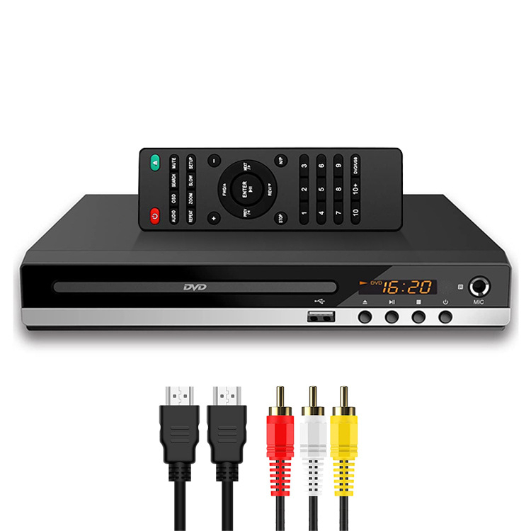 เครื่องเล่น DVD ต่อทีวี VCD / CD / USB 5.1 พร้อมสาย HDMI และขั้วต่อไมโครโฟน แผ่น dvd เครื่องเล่นซีดี วิดีโอ