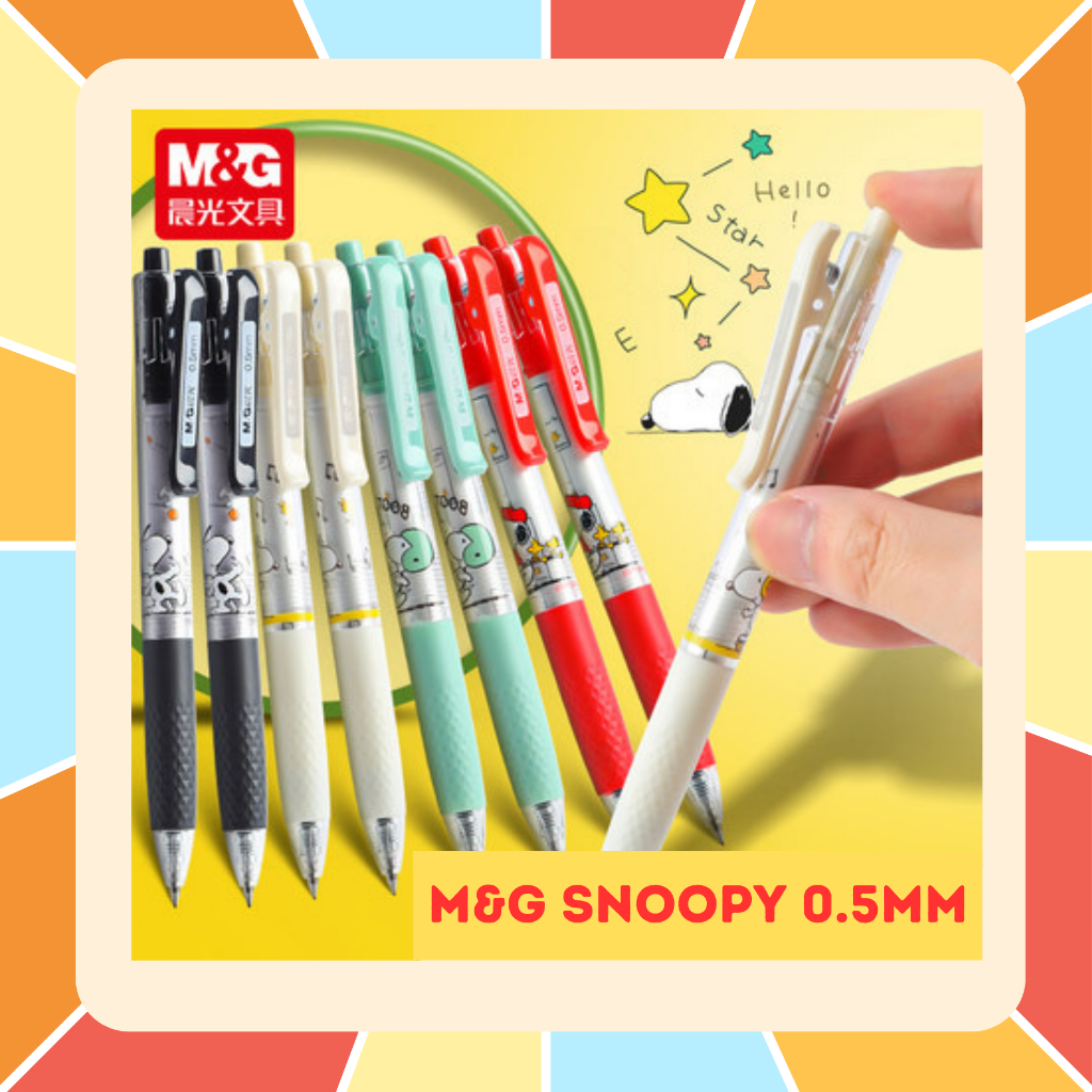 M&G ปากกาเจลแบบกด ลาย สนูปปี้ (Snoopy) 0.5 mm รุ่น J9006 รุ่นหมึกแห้งเร็ว สีด้ามมีให้เลือก 4 ลายใหม่