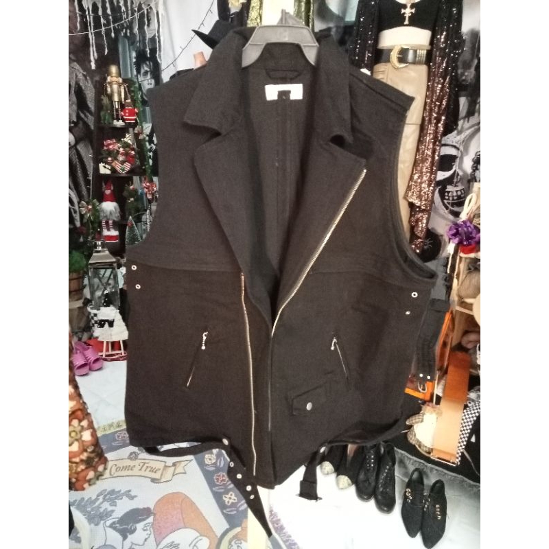 ADRER/เสื้อกั๊กยีนส์สีดำญี่ปุ่นมือหนึ่ง