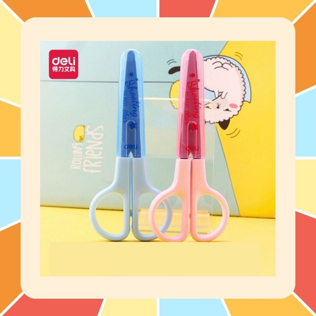 Deli กรรไกร กรรไกรตัดกระดาษ น้ำหนักเบา สีน่ารัก ขนาดเล็กกำลังดี มีหลายแบบ