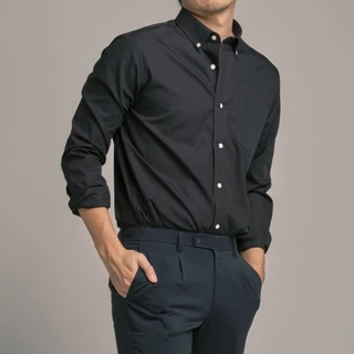 era-won เสื้อเชิ้ต ทรงปกติ Premium Quality Dress Shirt แขนยาว สี Black01