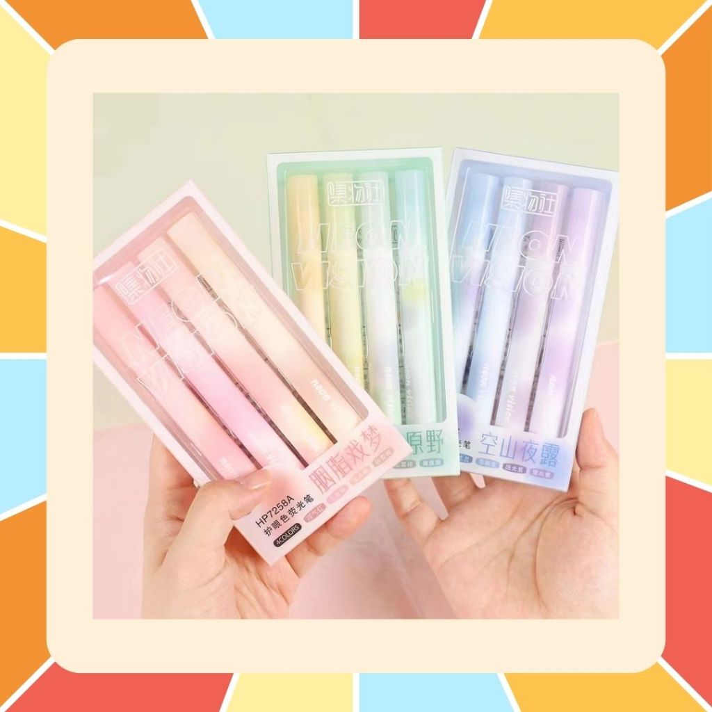 Vience Marker - Sugar Series ปากกาไฮไลท์ ปากกาเน้นข้อความ สีพาสเทล ปากกาเน้นคำ แพ้ค 6 ด้าม